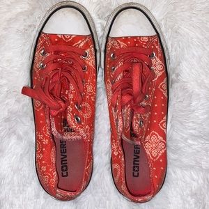 Red Bandana Print Low Top Converse